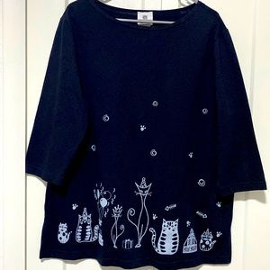 Vintage Steven Ross Naturally Cat Party Shirt |Size Large